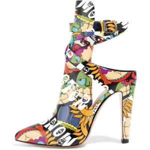 imageFSJ Women Pointed Toe Chunky High Heel Strappy Dress Bootie Pump Ankle Wrap Slingback Sandal Shoes Size 415 M USCartoon