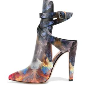 imageFSJ Women Pointed Toe Chunky High Heel Strappy Dress Bootie Pump Ankle Wrap Slingback Sandal Shoes Size 415 M USGraffiti