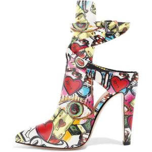imageFSJ Women Pointed Toe Chunky High Heel Strappy Dress Bootie Pump Ankle Wrap Slingback Sandal Shoes Size 415 M USSweet Heart
