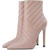 imageFSJ Women Fashion High Heel Ankle Boots with Rivets Closed Pointed Toe Stilettos Zipper Unique Style Shoes Size 415 M USApricot