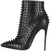 imageFSJ Women Fashion High Heel Ankle Boots with Rivets Closed Pointed Toe Stilettos Zipper Unique Style Shoes Size 415 M USBlack