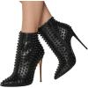 imageFSJ Women Fashion High Heel Ankle Boots with Rivets Closed Pointed Toe Stilettos Zipper Unique Style Shoes Size 415 M USBlack
