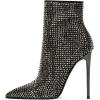 imageFSJ Women Fashion High Heel Ankle Boots with Rivets Closed Pointed Toe Stilettos Zipper Unique Style Shoes Size 415 M USBlack Beads