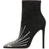 imageFSJ Women Fashion High Heel Ankle Boots with Rivets Closed Pointed Toe Stilettos Zipper Unique Style Shoes Size 415 M USBlack Decoration