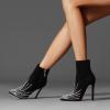 imageFSJ Women Fashion High Heel Ankle Boots with Rivets Closed Pointed Toe Stilettos Zipper Unique Style Shoes Size 415 M USBlack Decoration