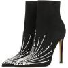 imageFSJ Women Fashion High Heel Ankle Boots with Rivets Closed Pointed Toe Stilettos Zipper Unique Style Shoes Size 415 M USBlack Decoration