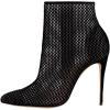 imageFSJ Women Fashion High Heel Ankle Boots with Rivets Closed Pointed Toe Stilettos Zipper Unique Style Shoes Size 415 M USBlack Mesh