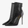 imageFSJ Women Fashion High Heel Ankle Boots with Rivets Closed Pointed Toe Stilettos Zipper Unique Style Shoes Size 415 M USBlack Mesh2