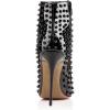 imageFSJ Women Fashion High Heel Ankle Boots with Rivets Closed Pointed Toe Stilettos Zipper Unique Style Shoes Size 415 M USBlack Patent