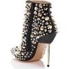 imageFSJ Women Fashion High Heel Ankle Boots with Rivets Closed Pointed Toe Stilettos Zipper Unique Style Shoes Size 415 M USBlack Rivets