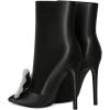 imageFSJ Women Fashion High Heel Ankle Boots with Rivets Closed Pointed Toe Stilettos Zipper Unique Style Shoes Size 415 M USBlack Satin Bow