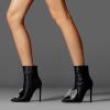 imageFSJ Women Fashion High Heel Ankle Boots with Rivets Closed Pointed Toe Stilettos Zipper Unique Style Shoes Size 415 M USBlack Satin Bow