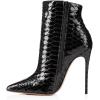 imageFSJ Women Fashion High Heel Ankle Boots with Rivets Closed Pointed Toe Stilettos Zipper Unique Style Shoes Size 415 M USBlack Snake