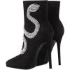 imageFSJ Women Fashion High Heel Ankle Boots with Rivets Closed Pointed Toe Stilettos Zipper Unique Style Shoes Size 415 M USBlack Snake Crystal