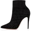 imageFSJ Women Fashion High Heel Ankle Boots with Rivets Closed Pointed Toe Stilettos Zipper Unique Style Shoes Size 415 M USBlack Studded