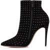 imageFSJ Women Fashion High Heel Ankle Boots with Rivets Closed Pointed Toe Stilettos Zipper Unique Style Shoes Size 415 M USBlack Studded