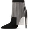 imageFSJ Women Fashion High Heel Ankle Boots with Rivets Closed Pointed Toe Stilettos Zipper Unique Style Shoes Size 415 M USBlack Tassels