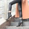 imageFSJ Women Fashion High Heel Ankle Boots with Rivets Closed Pointed Toe Stilettos Zipper Unique Style Shoes Size 415 M USBlackball