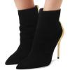 imageFSJ Women Fashion High Heel Ankle Boots with Rivets Closed Pointed Toe Stilettos Zipper Unique Style Shoes Size 415 M USBlackgolden Heel