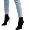 imageFSJ Women Fashion High Heel Ankle Boots with Rivets Closed Pointed Toe Stilettos Zipper Unique Style Shoes Size 415 M USBlackgolden Heel