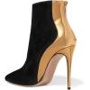 imageFSJ Women Fashion High Heel Ankle Boots with Rivets Closed Pointed Toe Stilettos Zipper Unique Style Shoes Size 415 M USBlackgolden Heel
