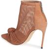 imageFSJ Women Fashion High Heel Ankle Boots with Rivets Closed Pointed Toe Stilettos Zipper Unique Style Shoes Size 415 M USBrown Mesh
