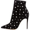 imageFSJ Women Fashion High Heel Ankle Boots with Rivets Closed Pointed Toe Stilettos Zipper Unique Style Shoes Size 415 M USCustomize