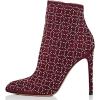 imageFSJ Women Fashion High Heel Ankle Boots with Rivets Closed Pointed Toe Stilettos Zipper Unique Style Shoes Size 415 M USDark Red Pattern