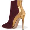 imageFSJ Women Fashion High Heel Ankle Boots with Rivets Closed Pointed Toe Stilettos Zipper Unique Style Shoes Size 415 M USDarkred Golden Heel