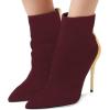imageFSJ Women Fashion High Heel Ankle Boots with Rivets Closed Pointed Toe Stilettos Zipper Unique Style Shoes Size 415 M USDarkred Golden Heel