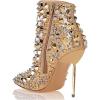 imageFSJ Women Fashion High Heel Ankle Boots with Rivets Closed Pointed Toe Stilettos Zipper Unique Style Shoes Size 415 M USGold