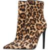 imageFSJ Women Fashion High Heel Ankle Boots with Rivets Closed Pointed Toe Stilettos Zipper Unique Style Shoes Size 415 M USHot Leopard