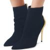 imageFSJ Women Fashion High Heel Ankle Boots with Rivets Closed Pointed Toe Stilettos Zipper Unique Style Shoes Size 415 M USNavy Golden Heel