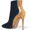 imageFSJ Women Fashion High Heel Ankle Boots with Rivets Closed Pointed Toe Stilettos Zipper Unique Style Shoes Size 415 M USNavy Golden Heel