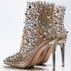 imageFSJ Women Fashion High Heel Ankle Boots with Rivets Closed Pointed Toe Stilettos Zipper Unique Style Shoes Size 415 M USNudeclear