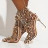 imageFSJ Women Fashion High Heel Ankle Boots with Rivets Closed Pointed Toe Stilettos Zipper Unique Style Shoes Size 415 M USNudeclear