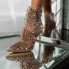 imageFSJ Women Fashion High Heel Ankle Boots with Rivets Closed Pointed Toe Stilettos Zipper Unique Style Shoes Size 415 M USNudeclear