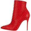 imageFSJ Women Fashion High Heel Ankle Boots with Rivets Closed Pointed Toe Stilettos Zipper Unique Style Shoes Size 415 M USRed