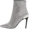 imageFSJ Women Fashion High Heel Ankle Boots with Rivets Closed Pointed Toe Stilettos Zipper Unique Style Shoes Size 415 M USRhinestone