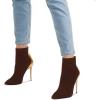 imageFSJ Women Fashion High Heel Ankle Boots with Rivets Closed Pointed Toe Stilettos Zipper Unique Style Shoes Size 415 M USSienna Golden Heel