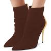 imageFSJ Women Fashion High Heel Ankle Boots with Rivets Closed Pointed Toe Stilettos Zipper Unique Style Shoes Size 415 M USSienna Golden Heel