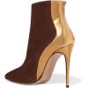 imageFSJ Women Fashion High Heel Ankle Boots with Rivets Closed Pointed Toe Stilettos Zipper Unique Style Shoes Size 415 M USSienna Golden Heel