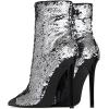 imageFSJ Women Fashion High Heel Ankle Boots with Rivets Closed Pointed Toe Stilettos Zipper Unique Style Shoes Size 415 M USSilver Sequins