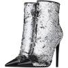 imageFSJ Women Fashion High Heel Ankle Boots with Rivets Closed Pointed Toe Stilettos Zipper Unique Style Shoes Size 415 M USSilver Sequins