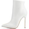 imageFSJ Women Fashion High Heel Ankle Boots with Rivets Closed Pointed Toe Stilettos Zipper Unique Style Shoes Size 415 M USWhite