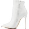 imageFSJ Women Fashion High Heel Ankle Boots with Rivets Closed Pointed Toe Stilettos Zipper Unique Style Shoes Size 415 M USWhite