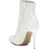 imageFSJ Women Fashion High Heel Ankle Boots with Rivets Closed Pointed Toe Stilettos Zipper Unique Style Shoes Size 415 M USWhite Rivets
