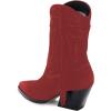 imageFSJ Women Western Cowboy Boots Mid Calf Fringe Pointed Toe Cowgirl Chunky Stacked Heel Fashion Tassel Vintage Ankle Booties Slip On Winter Short Boots Size 415 USRed