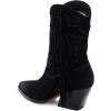 imageFSJ Women Western Cowboy Boots Mid Calf Fringe Pointed Toe Cowgirl Chunky Stacked Heel Fashion Tassel Vintage Ankle Booties Slip On Winter Short Boots Size 415 USBlack