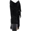 imageFSJ Women Western Cowboy Boots Mid Calf Fringe Pointed Toe Cowgirl Chunky Stacked Heel Fashion Tassel Vintage Ankle Booties Slip On Winter Short Boots Size 415 USBlack